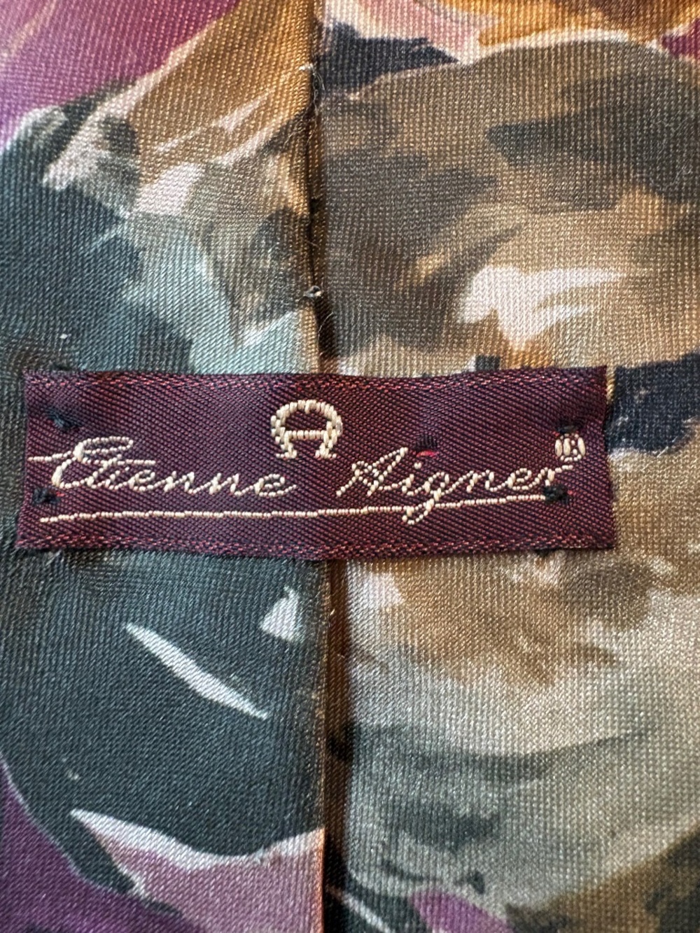 Vintage Etienne Aigner 90s Watercolor Floral Silk Tie